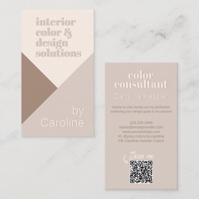 Tarjeta De Visita Moda Marfil Neutral Beige Taupe Brown Natural (Anverso / Reverso)