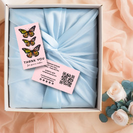 Tarjeta De Visita Moda Mariposas Pedido de Cliente Gracias Código QR