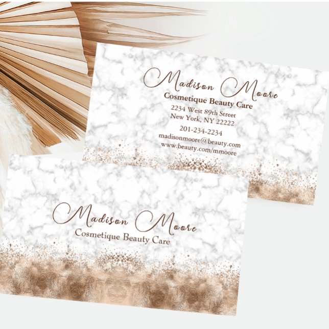 Tarjeta De Visita Moda Mármol blanco y marrón moderno (Subido por el creador)