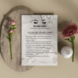 Tarjeta De Visita Moda Mármol Eyelash Browbar Instrucciones posterio