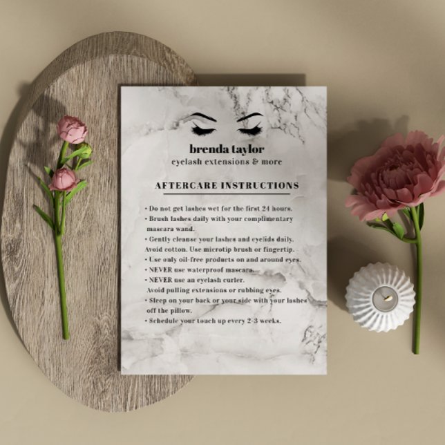 Tarjeta De Visita Moda Mármol Eyelash Browbar Instrucciones posterio (Subido por el creador)