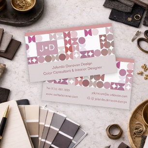 Tarjeta De Visita Moda Mauve Taupe Rubor Círculos rosados Patrón de 