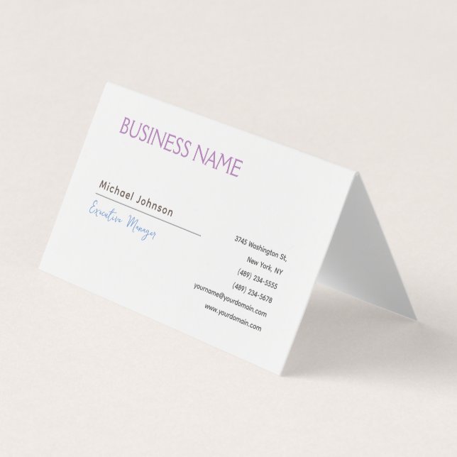 Tarjeta De Visita Moda minimalista profesional única (Anverso)