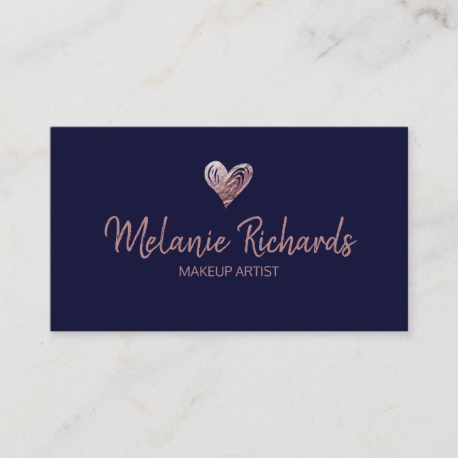 Tarjeta De Visita Moda mínimo azul marino imitación Relieve metaliza (Anverso)