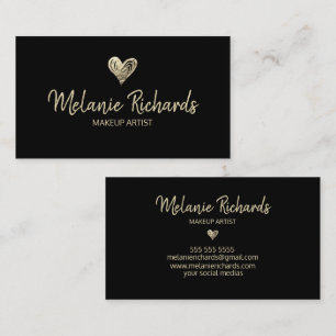 Tarjeta De Visita Moda mínimo de Relieve metalizado negro de imitac