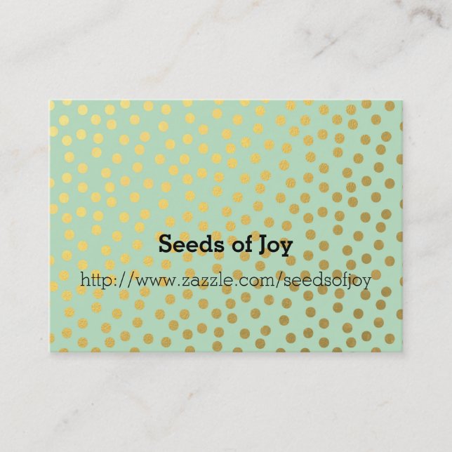 Tarjeta De Visita Moda Mint Gold Confetti Dots (Anverso)