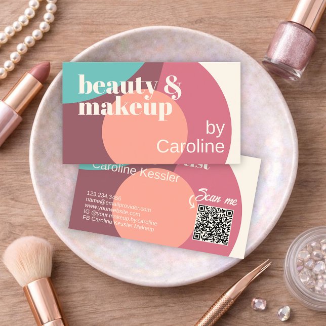 Tarjeta De Visita Moda Mint Green Mauve Taupe Rubor Pink Art Pattern (Subido por el creador)