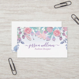 Tarjeta De Visita Moda moderna acuarela azul Hydrangeas Autobús flor