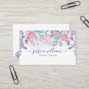 Tarjeta De Visita Moda moderna acuarela azul Hydrangeas Autobús flor