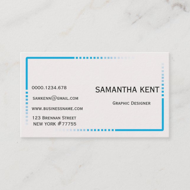 Tarjeta De Visita Moda moderna azul y blanco (Anverso)