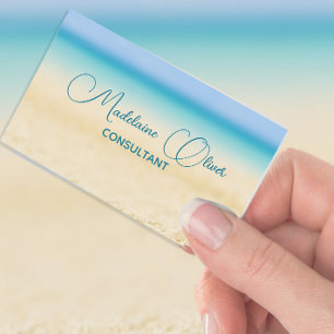 Tarjeta De Visita Moda moderna Beach Ocean Coastal Azul