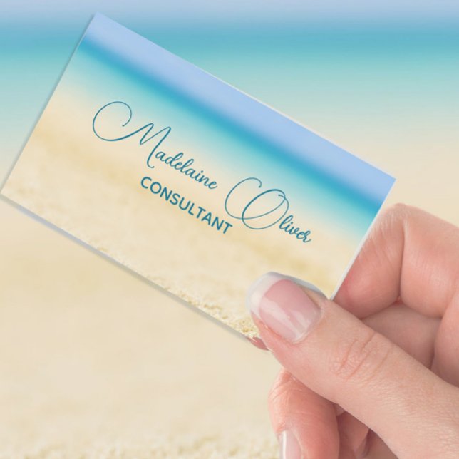 Tarjeta De Visita Moda moderna Beach Ocean Coastal Azul (Subido por el creador)