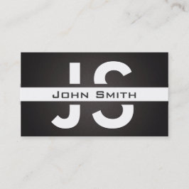 Tarjeta De Visita Moda moderna color blanco monograma negro fondo de