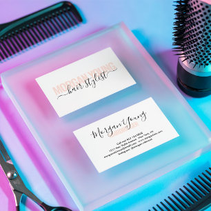 Tarjeta De Visita Moda moderna de guiones estilistas de pelo blanco