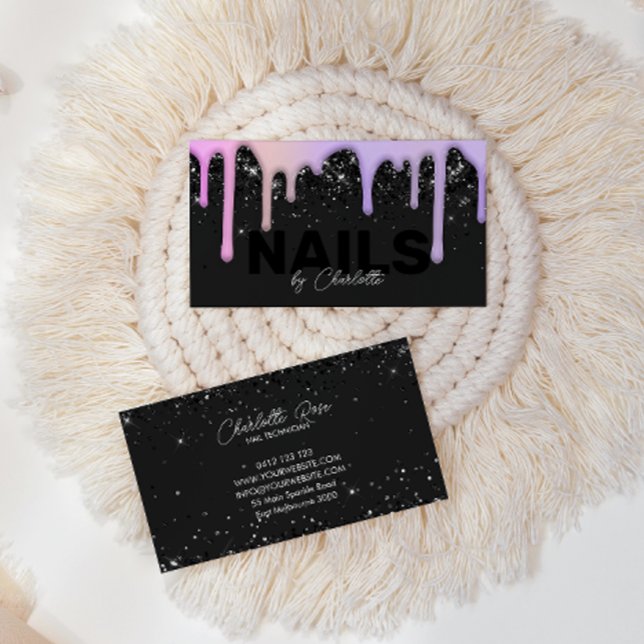 Tarjeta De Visita Moda moderna de moda rosado morado gotea negocios  (Subido por el creador)