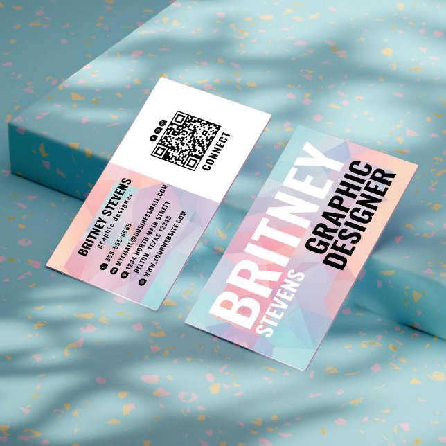 Tarjeta De Visita Moda moderna Elegante Triángulo de Pastel Geométri (Subido por el creador)