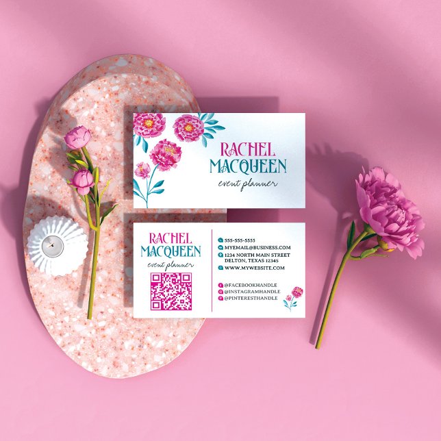 Tarjeta De Visita Moda moderna Floral brillante floros color de agua (Subido por el creador)