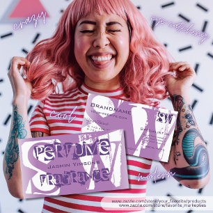 Tarjeta De Visita Moda moderna Lilac púrpura y blanca con iniciales