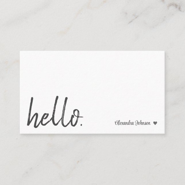 Tarjeta De Visita Moda moderna mínima Hola corazón limpio simple (Anverso)