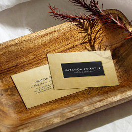 Tarjeta De Visita Moda moderna negro y Relieve metalizado dorado fal