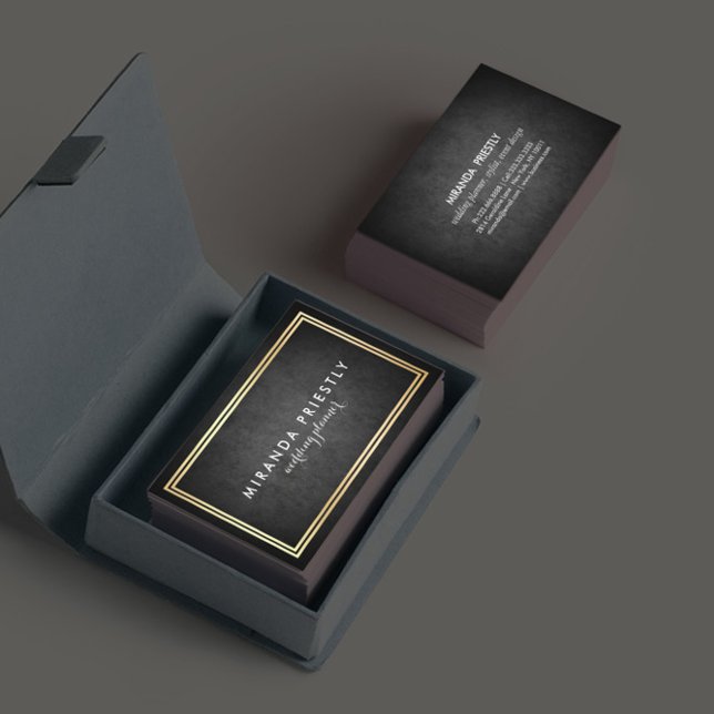 Tarjeta De Visita Moda moderna negro y Relieve metalizado dorado fal (Subido por el creador)