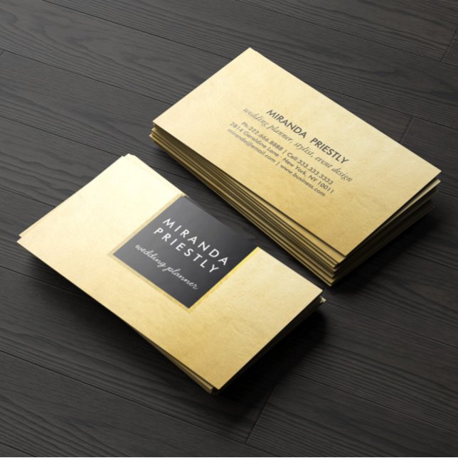 Tarjeta De Visita Moda moderna negro y Relieve metalizado dorado fal (Subido por el creador)