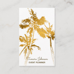 Tarjeta De Visita Moda Moderna Palm Tropical Gold Trees Profesionale