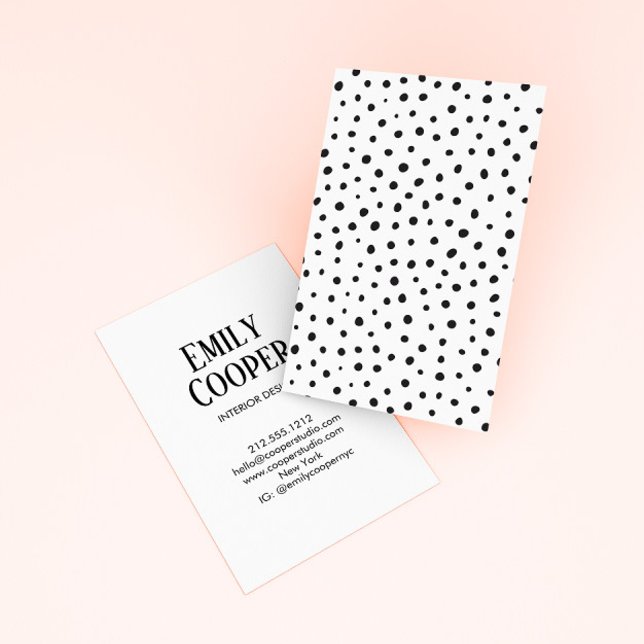 Tarjeta De Visita Moda moderna Polka Dot negro y blanco (Subido por el creador)
