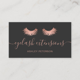 Tarjeta De Visita Moda moderna rosa pestañas doradas de moda gris