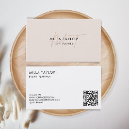 Tarjeta De Visita Moda moderna Rubor Monograma rosa Código QR femeni