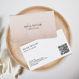 Tarjeta De Visita Moda moderna Rubor Monograma rosa Código QR femeni