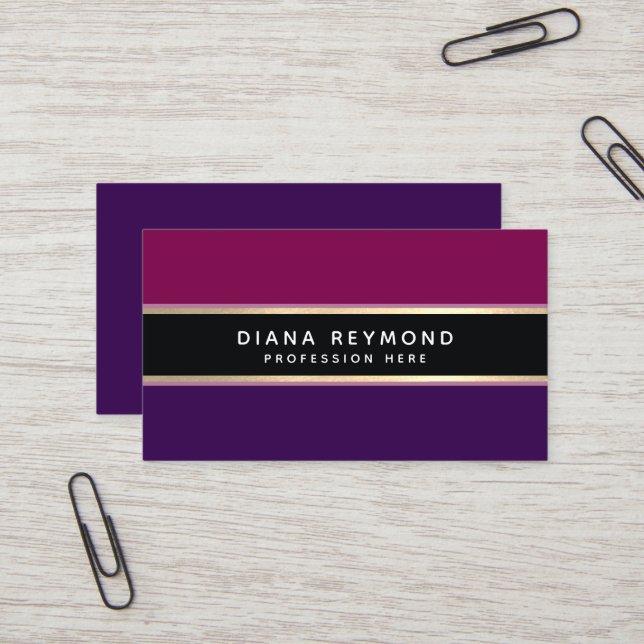 Tarjeta De Visita Moda moderna Vino elegante, negro y púrpura (Anverso/Reverso In Situ)