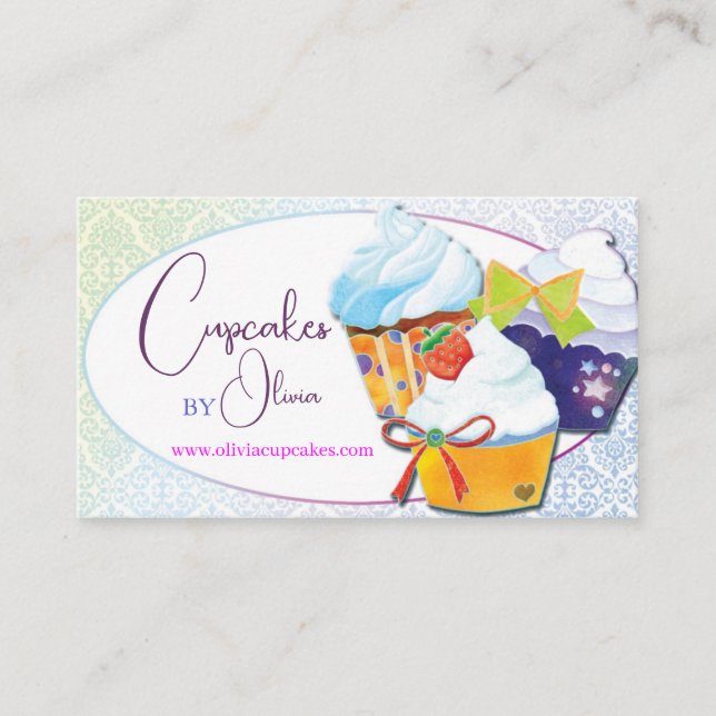 Tarjeta De Visita Moda Moderno Cupcakes Patissier (Anverso)
