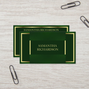 Tarjeta De Visita Moda Moderno Esmeralda Verde Y Profesional Oro