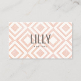 Tarjeta De Visita Moda Moderno Rubor Patrón Geométrico Rosa Negocios