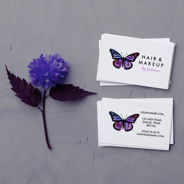 Tarjeta De Visita Moda Monarca Mariposa Elegante acuarela (Subido por el creador)
