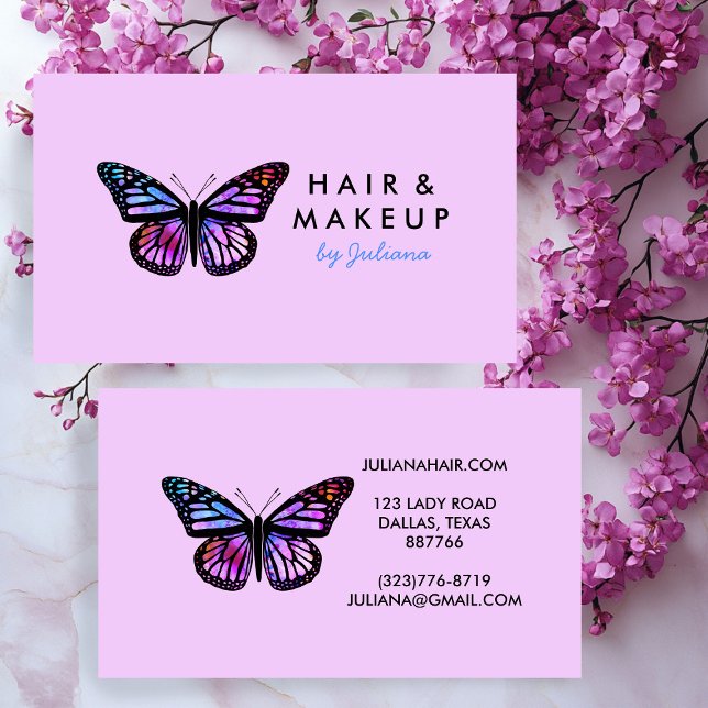 Tarjeta De Visita Moda Monarca Mariposa Elegante acuarela Lilac (Chic Monarch Butterfly Elegant Watercolor Lilac Business Card
)