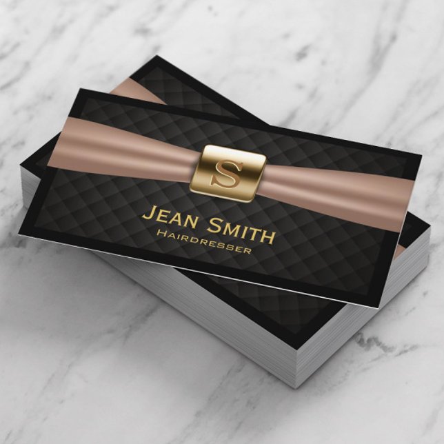 Tarjeta De Visita Moda Monograma de oro Diamante Pelado Peluquería (Subido por el creador)