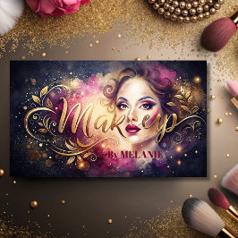 Tarjeta De Visita moda muchacha maquillaje Artista rosado Moderno gu