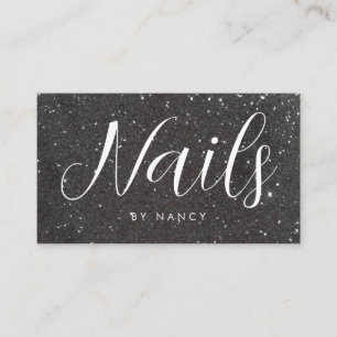 Tarjeta De Visita Moda Nails Typography Purpurina negro