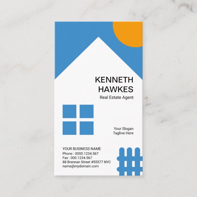 Tarjeta De Visita Moda Naranja de la Casa Blanca Sun Realtor de vall (Anverso)