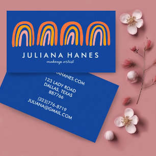 Tarjeta De Visita Moda Naranja rosa simple arcos azules