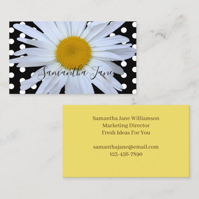 Tarjeta De Visita Moda negra puntos de polka blanco Personalizado de (Anverso / Reverso)