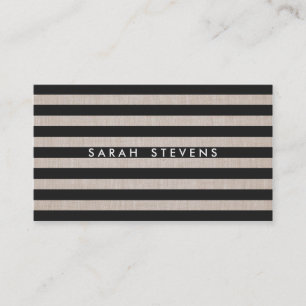 Tarjeta De Visita Moda Negro y Linen A la raya Salón Moderno y Spa
