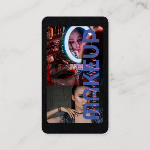 Tarjeta De Visita Moda Negro y Rosa 3 Fotos Código Qr Belleza