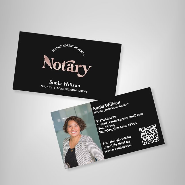 Tarjeta De Visita Moda Notario Préstamo Público Firma Foto Código QR (Subido por el creador)