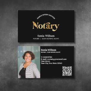 Tarjeta De Visita Moda Notario Préstamo Público Firma Foto Código QR