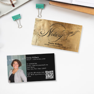 Tarjeta De Visita Moda Notario Préstamo Público Firma Foto Código QR