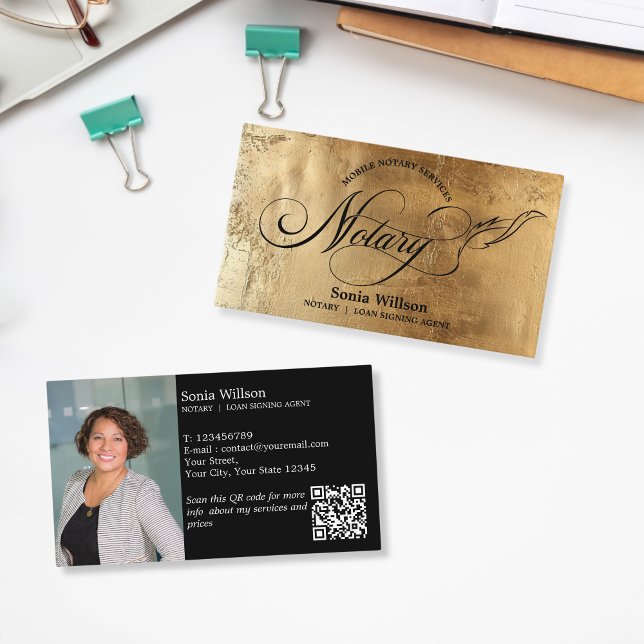 Tarjeta De Visita Moda Notario Préstamo Público Firma Foto Código QR (Subido por el creador)
