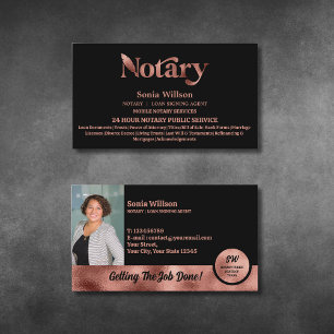 Tarjeta De Visita Moda Notario Rosa público firma préstamo de oro fo